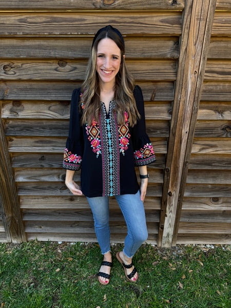 The Loretta Embroidered Western Blouse