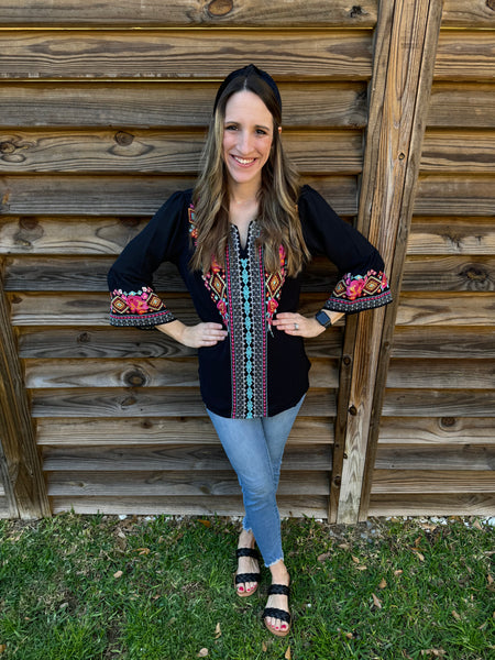 The Loretta Embroidered Western Blouse