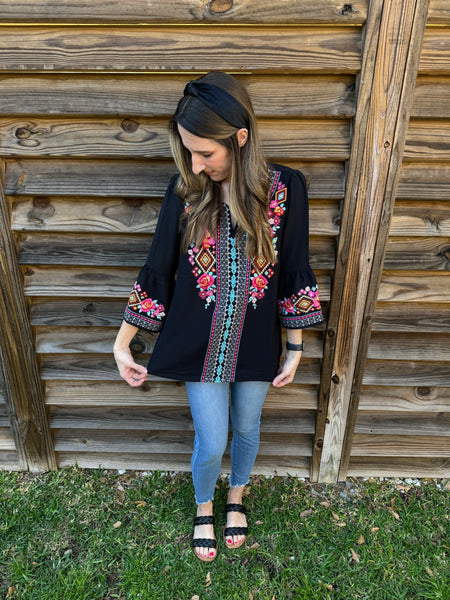 The Loretta Embroidered Western Blouse