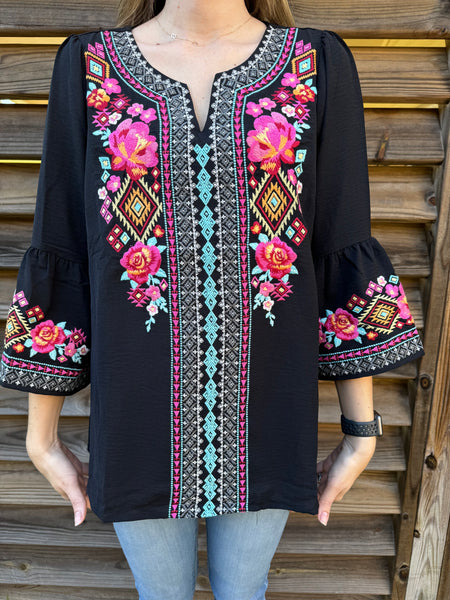 The Loretta Embroidered Western Blouse