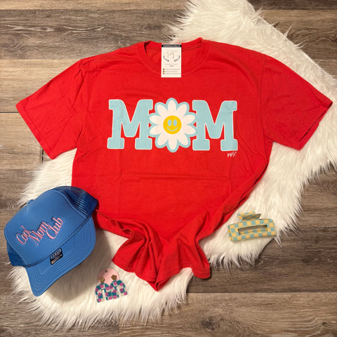Mom Daisy Red Tee