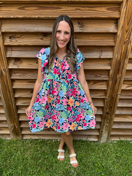 Penelope Pops Of Color Babydoll Dress