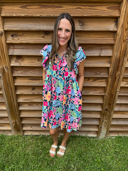 Penelope Pops Of Color Babydoll Dress