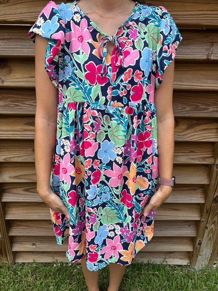 Penelope Pops Of Color Babydoll Dress
