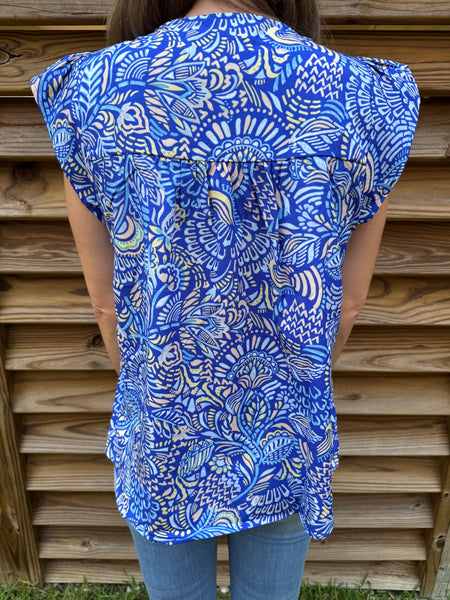 Ruby Royal Blue Savanna Jane Embroidered Blouse