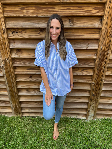 Callie Chambray & Leopard Button Up Blouse