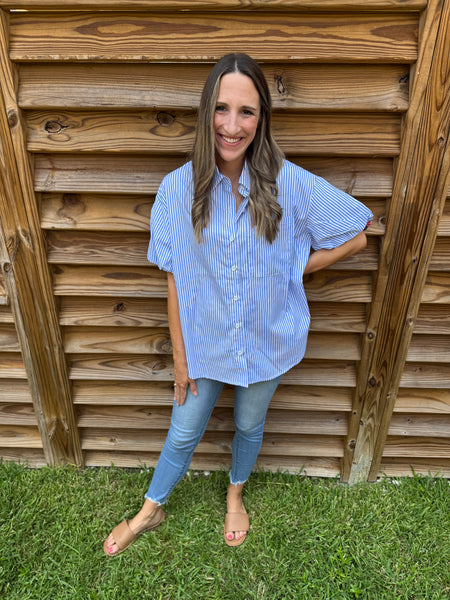 Callie Chambray & Leopard Button Up Blouse