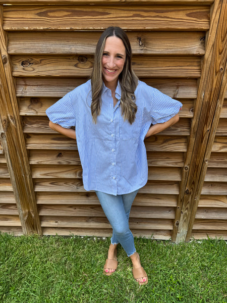 Callie Chambray & Leopard Button Up Blouse