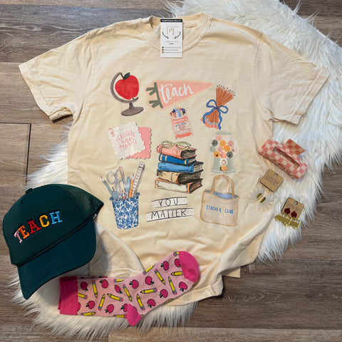 Teacher Collage Ivory Tee