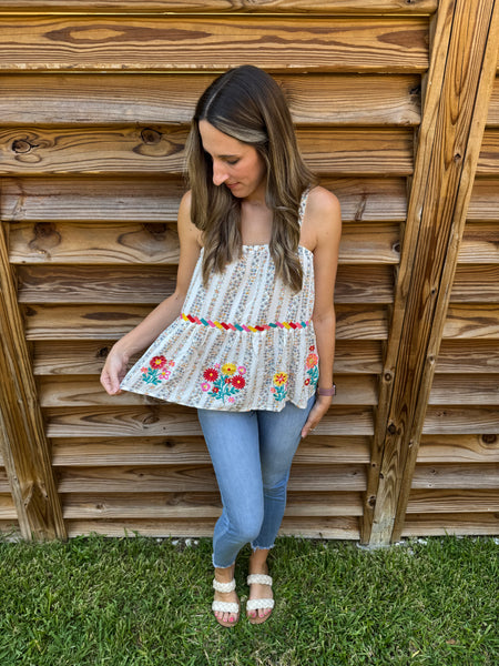 Love You Bunches Floral Aztec Tank Top