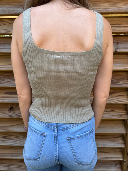 Full Bloom Floral Embroidered Ribbed Tank Top