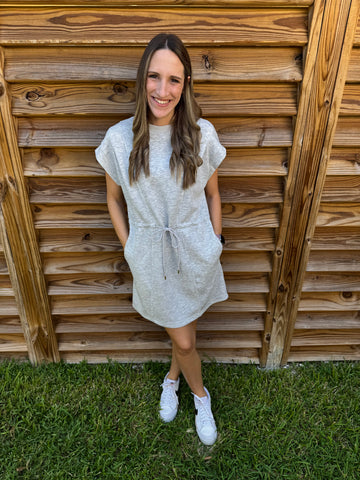 Luxe Knit Pleated Heather Grey Dress