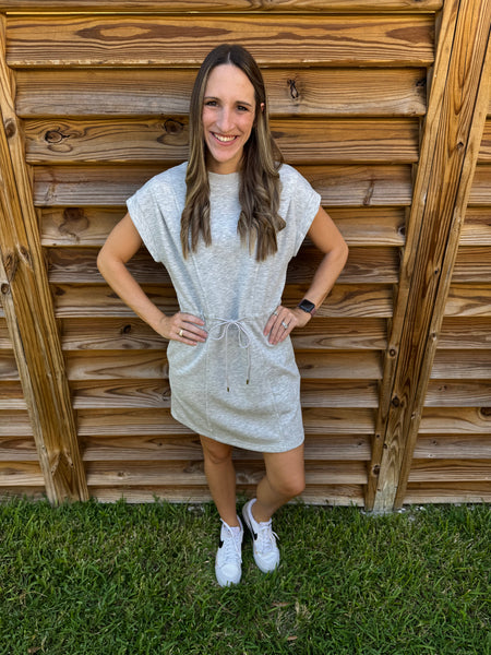 Luxe Knit Pleated Heather Grey Dress