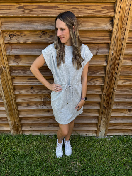 Luxe Knit Pleated Heather Grey Dress