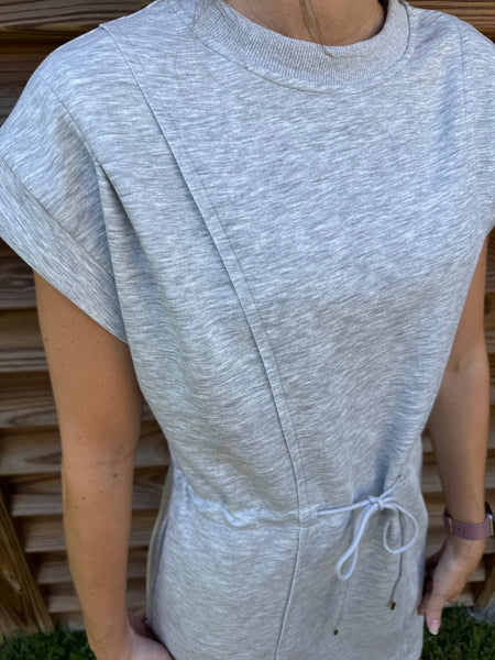 Luxe Knit Pleated Heather Grey Dress