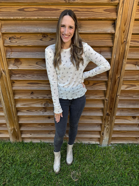 The Basic Bow Knit Long Sleeve Top - Cream