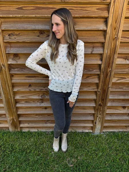 The Basic Bow Knit Long Sleeve Top - Cream