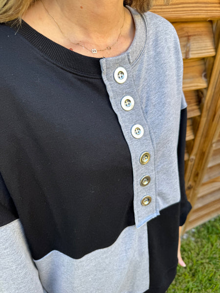 Baker Black & Grey Color Block Sweater Top