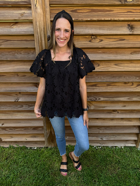 Bold & Black Floral Lace Blouse
