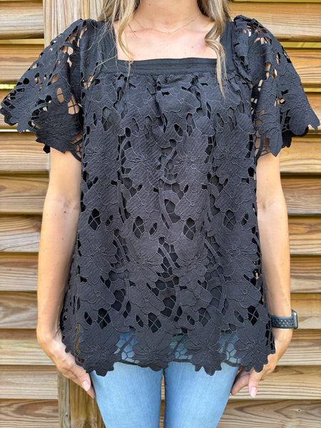Bold & Black Floral Lace Blouse