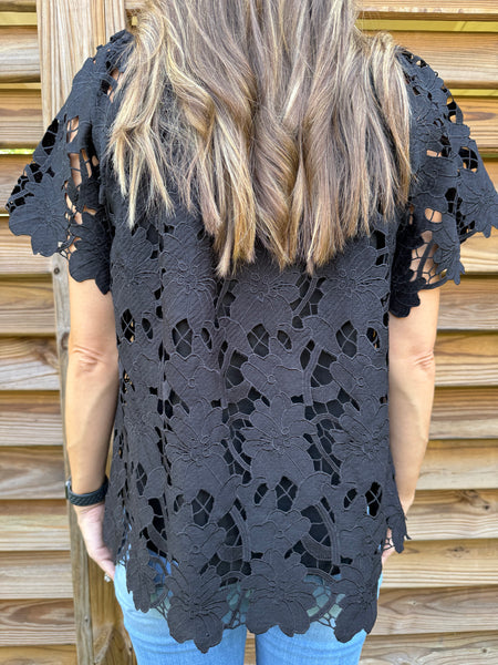Bold & Black Floral Lace Blouse