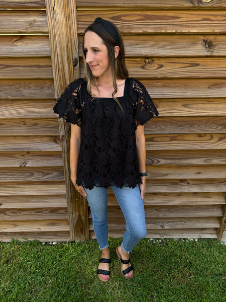 Bold & Black Floral Lace Blouse