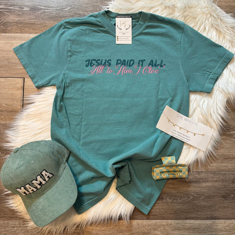 Jesus Paid It All Teal Tee