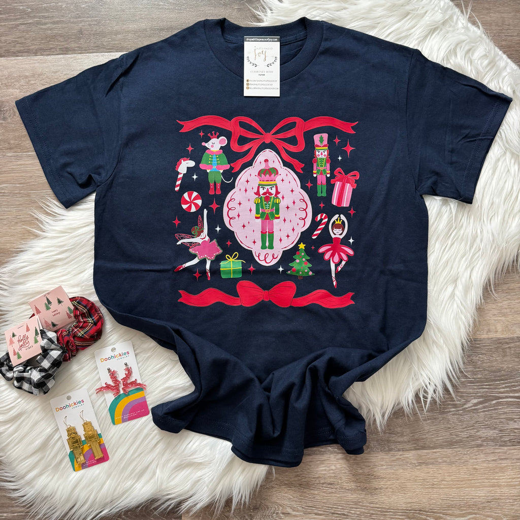 Holiday Pink Nutcracker Navy Tee