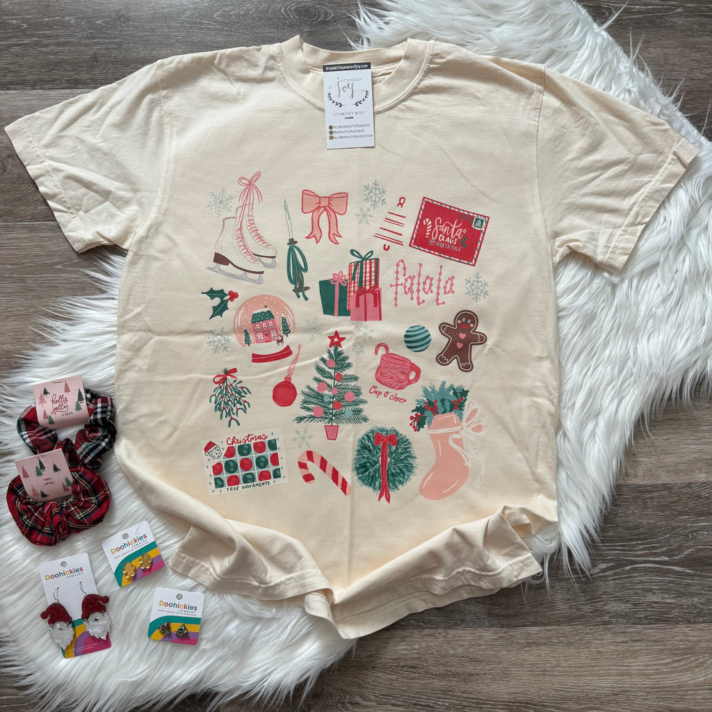 Christmas Collage Ivory Tee
