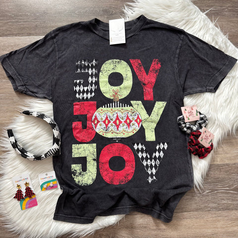 Joy Stacked Mineral Washed Charcoal Tee