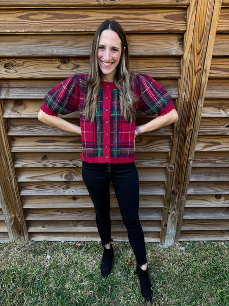 The Holly Holiday Red & Green Tartan Sweater