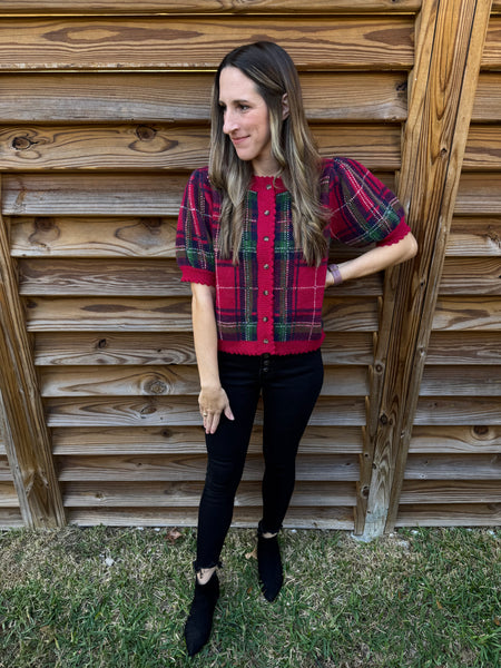The Holly Holiday Red & Green Tartan Sweater