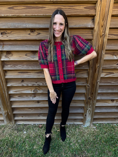 The Holly Holiday Red & Green Tartan Sweater