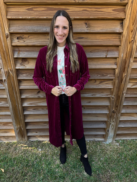 The Eve Velvet Button Down Duster