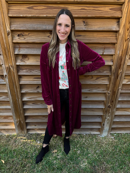 The Eve Velvet Button Down Duster