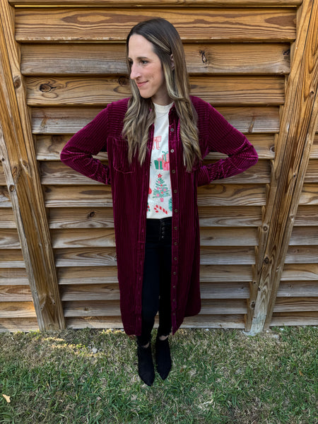 The Eve Velvet Button Down Duster