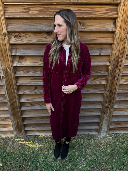 The Eve Velvet Button Down Duster
