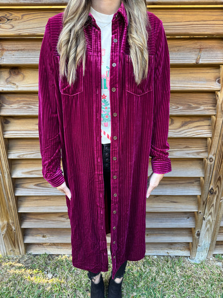 The Eve Velvet Button Down Duster
