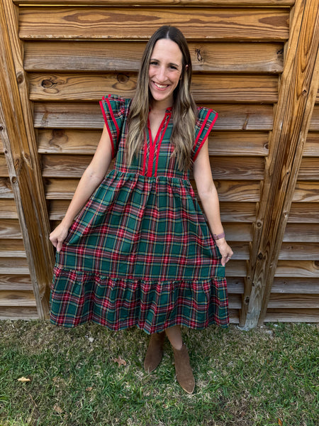 The Noelle Red & Green Tartan Dress