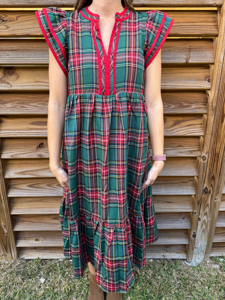 The Noelle Red & Green Tartan Dress
