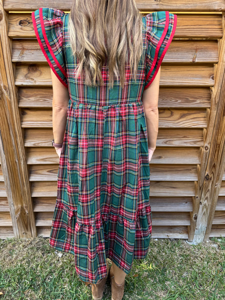 The Noelle Red & Green Tartan Dress