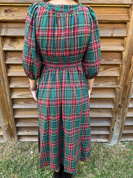 The Bell Bow Red & Green Tartan Dress
