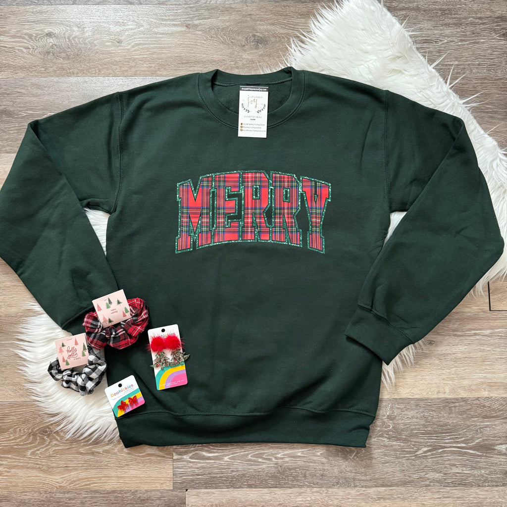 Merry Block Tartan Forest Green Sweatshirt