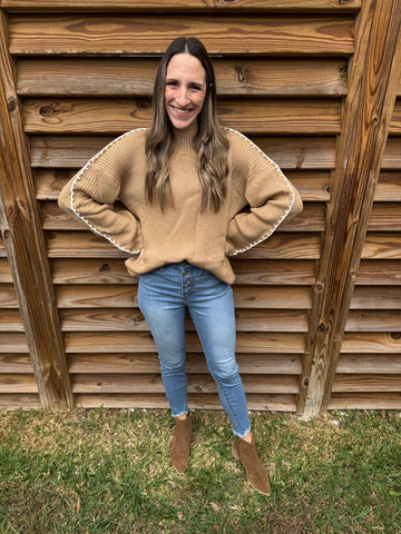 Stitch Snuggle Up Taupe Sweater