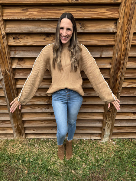 Stitch Snuggle Up Taupe Sweater