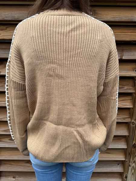 Stitch Snuggle Up Taupe Sweater