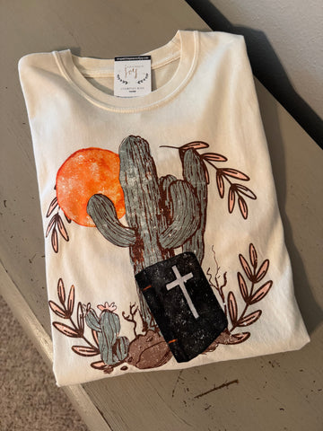 Cactus Bible Long Sleeve Cream Tee