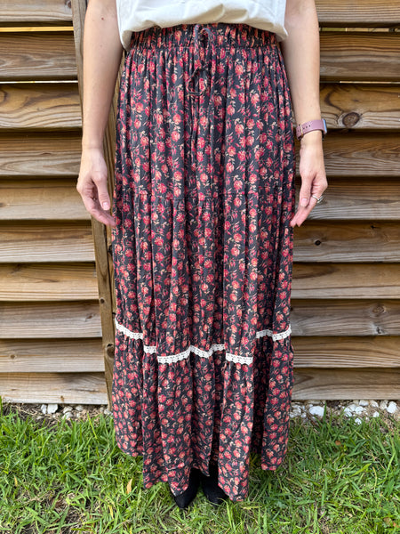 Autumn Floral Rust Mix Skirt