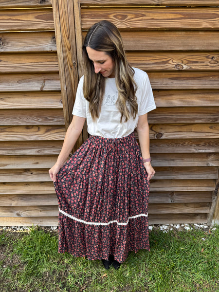 Autumn Floral Rust Mix Skirt
