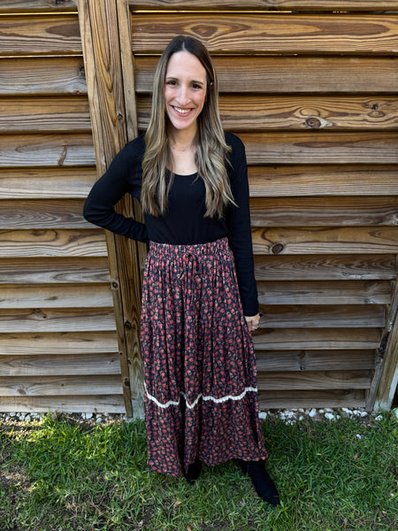 Autumn Floral Rust Mix Skirt
